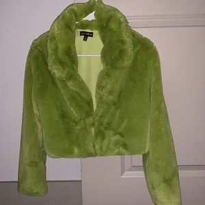 Green fur coat crop like